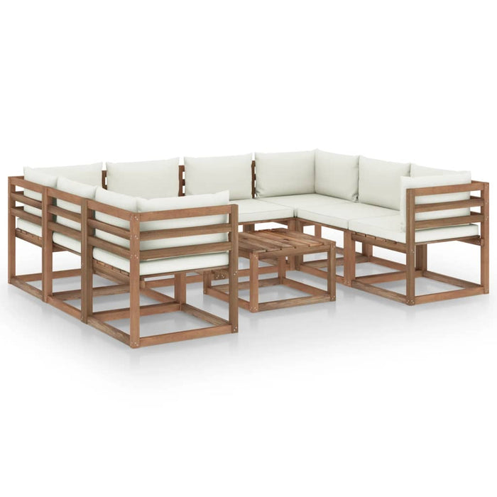 9-tlg. Garten-Lounge-Set mit Kissen in Creme