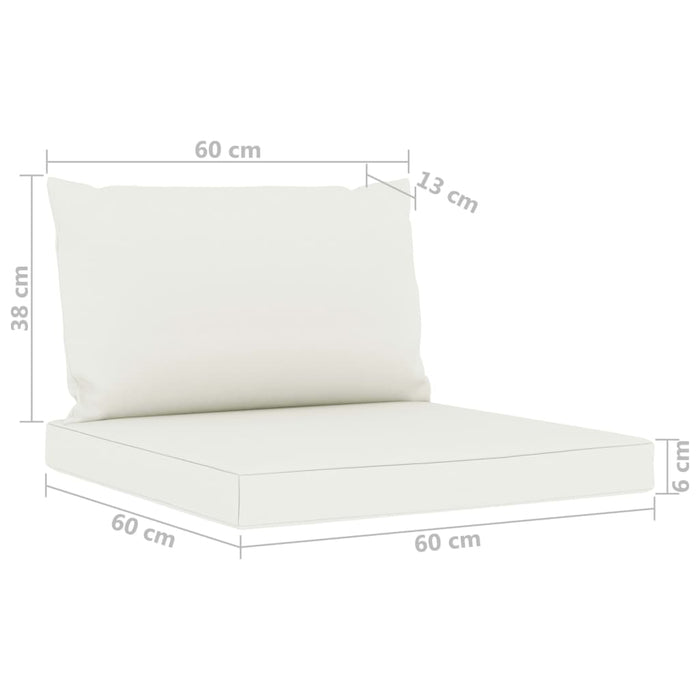 9-tlg. Garten-Lounge-Set mit Kissen in Creme