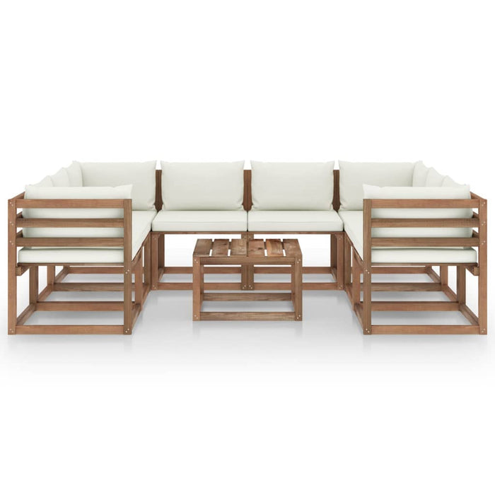 9-tlg. Garten-Lounge-Set mit Kissen in Creme