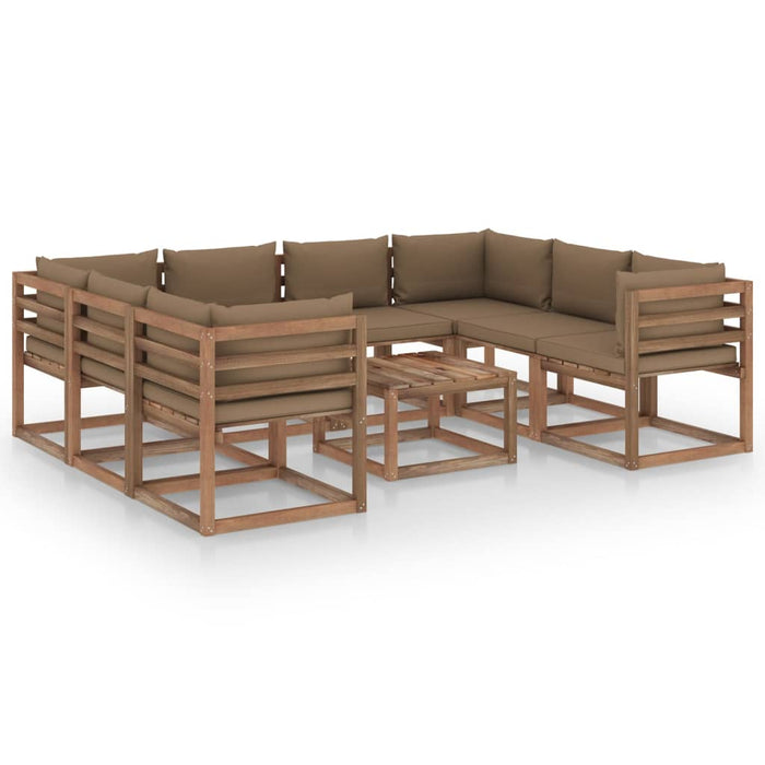 9-tlg. Garten-Lounge-Set mit Kissen in Taupe