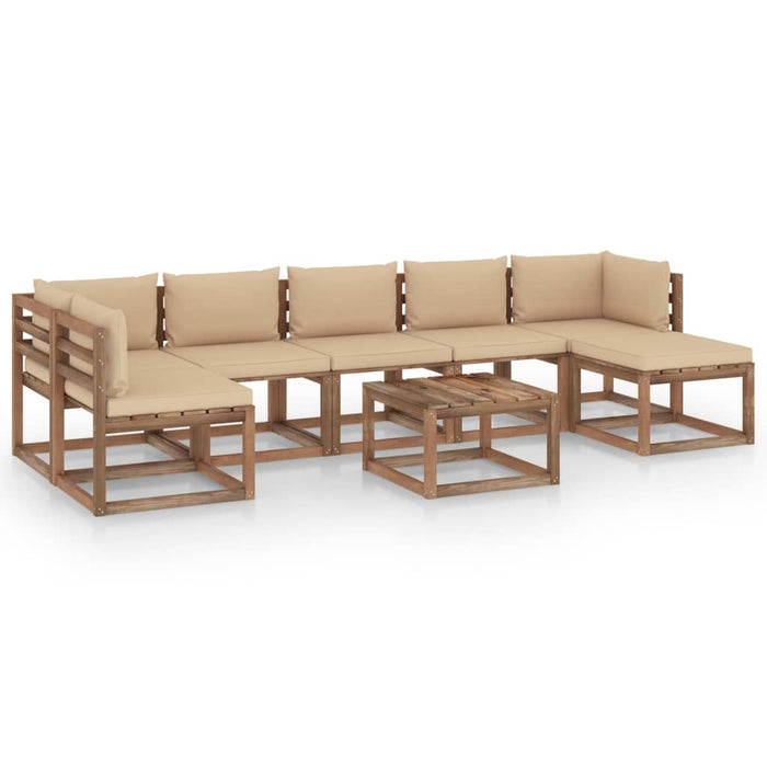 8-tlg. Garten-Lounge-Set mit Beigen Kissen