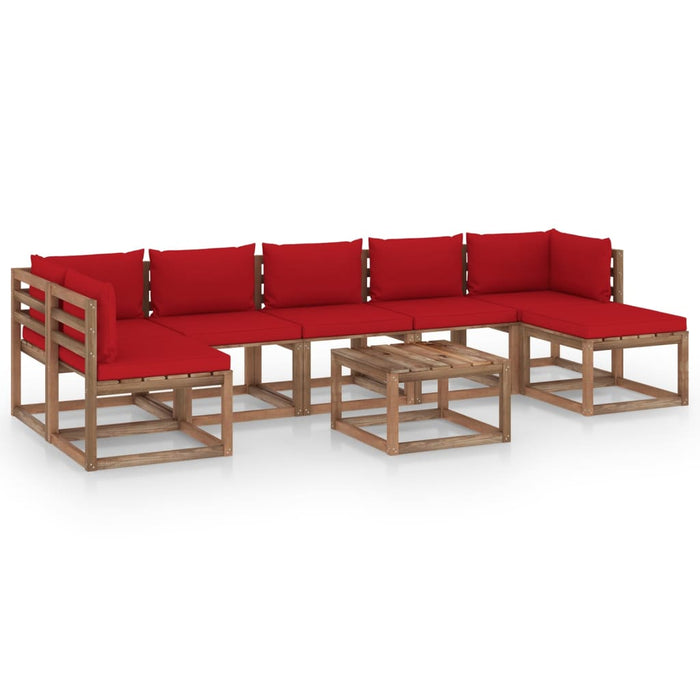 8-tlg. Garten-Lounge-Set mit Kissen in Rot
