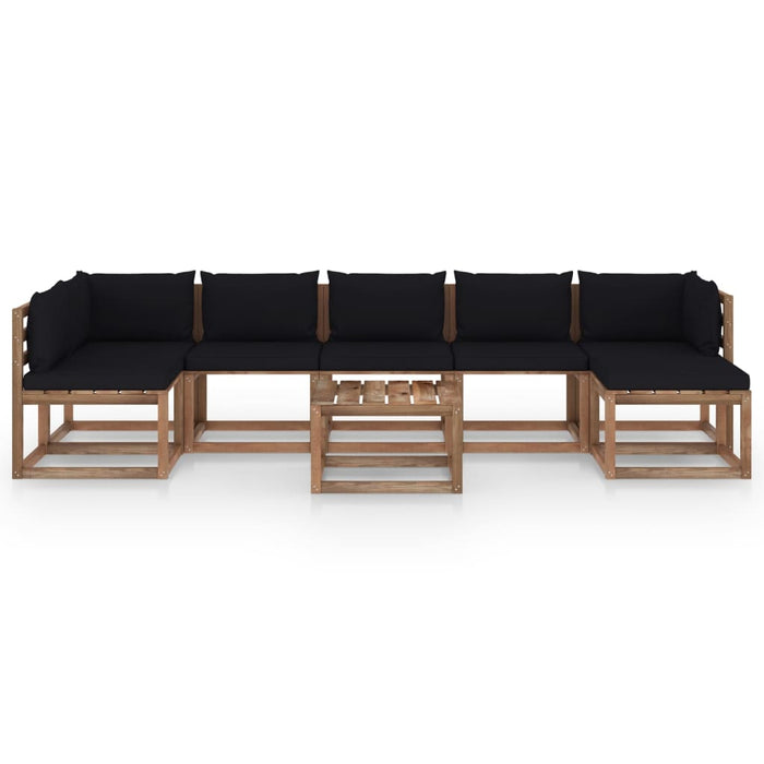 8-tlg. Garten-Lounge-Set mit Kissen in Schwarz