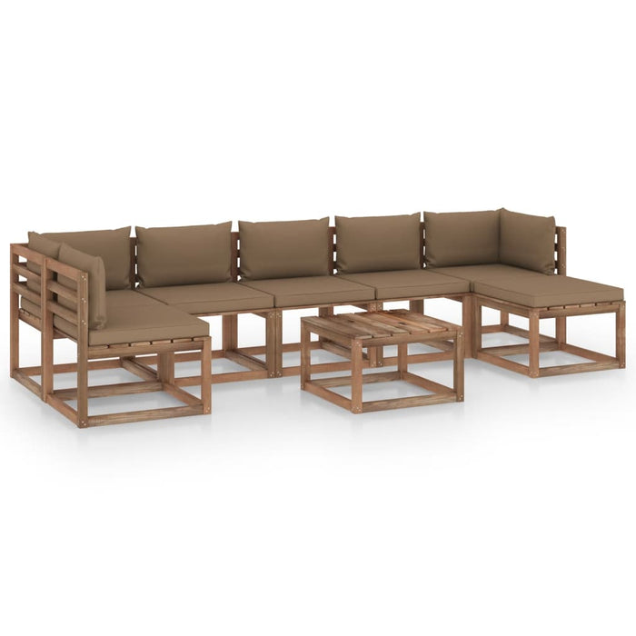 8-tlg. Garten-Lounge-Set mit Taupe Kissen