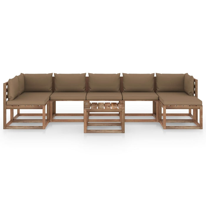 8-tlg. Garten-Lounge-Set mit Taupe Kissen