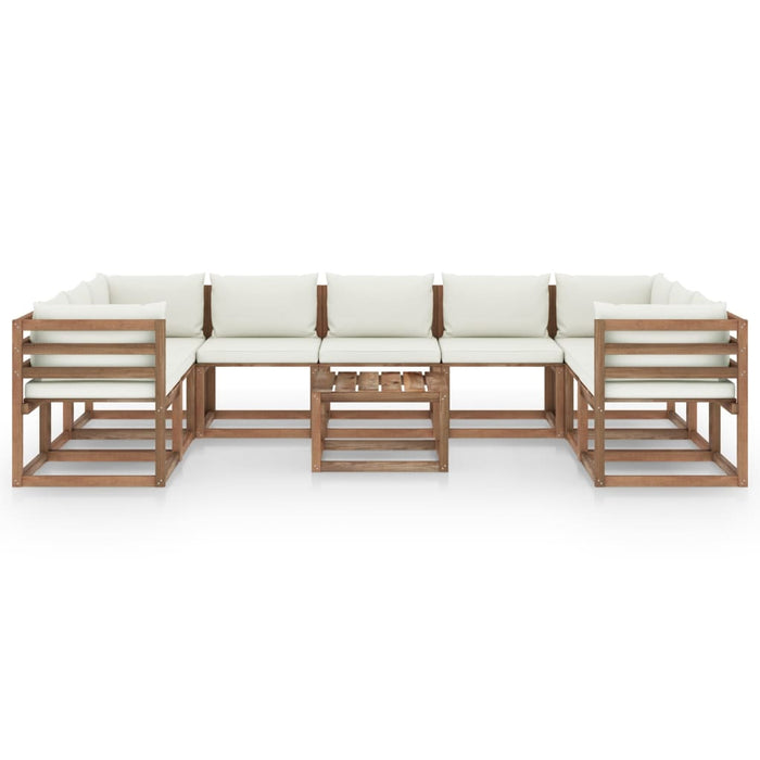 10 pcs. Garden lounge set with cushions in cream