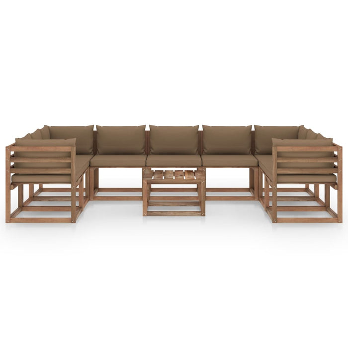 10-tlg. Garten-Lounge-Set mit Kissen in Taupe