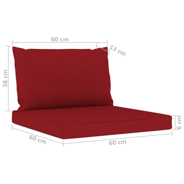10 pcs. Garden lounge set with cushions in wine red