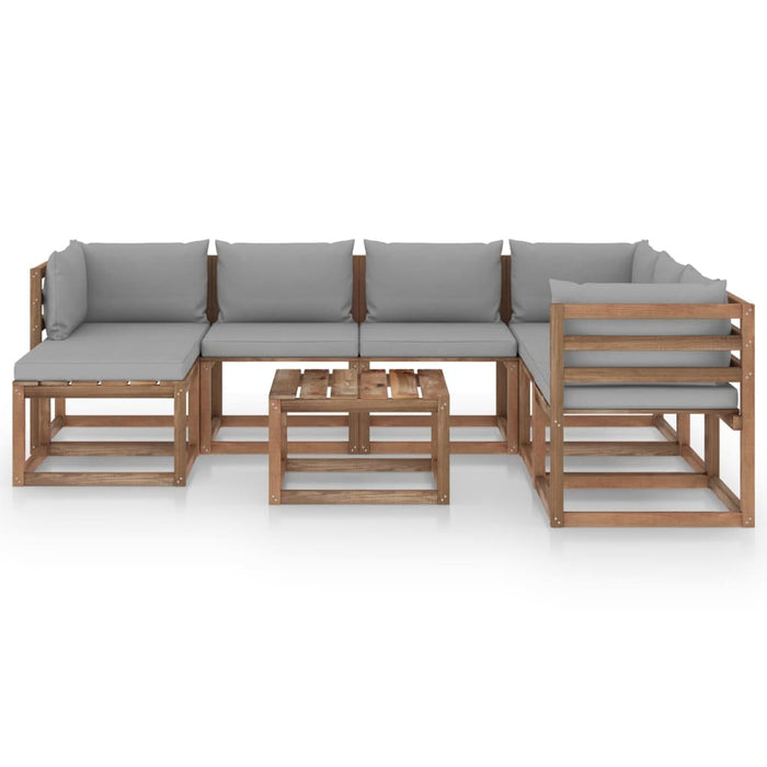 8-tlg. Garten-Lounge-Set mit Kissen in Grau