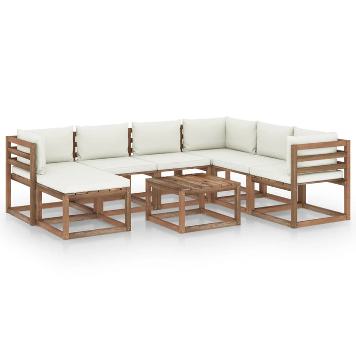 8-tlg. Garten-Lounge-Set mit Kissen in Creme