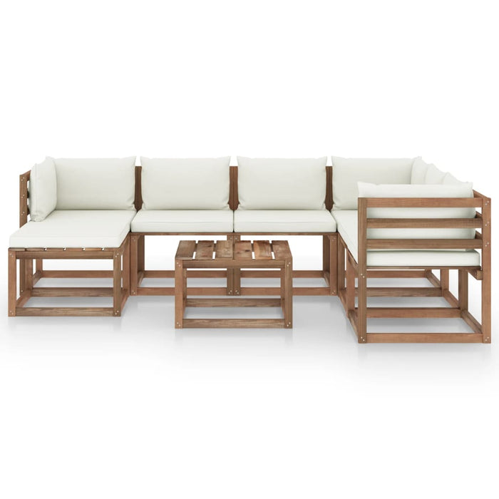 8-tlg. Garten-Lounge-Set mit Kissen in Creme