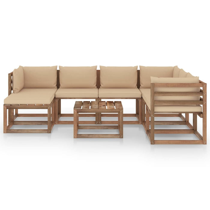 8-tlg. Garten-Lounge-Set mit Kissen in Beige
