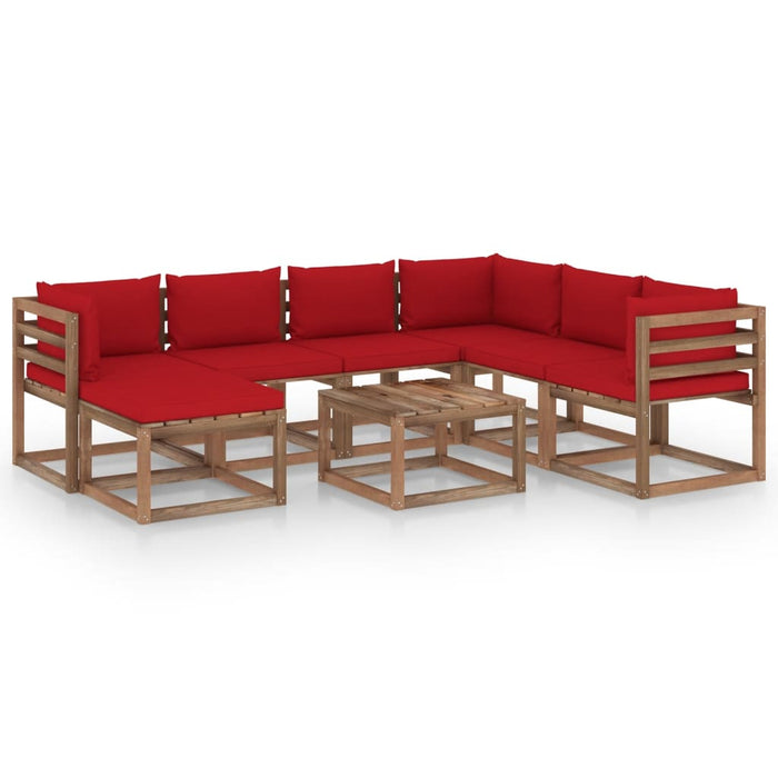 8-tlg. Garten-Lounge-Set mit Kissen Rot