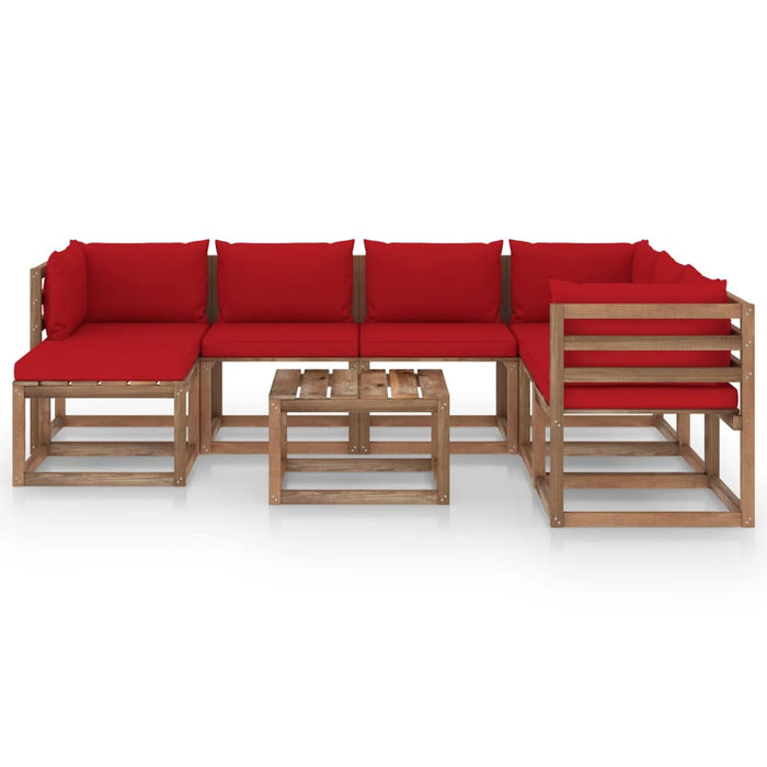 8-tlg. Garten-Lounge-Set mit Kissen Rot