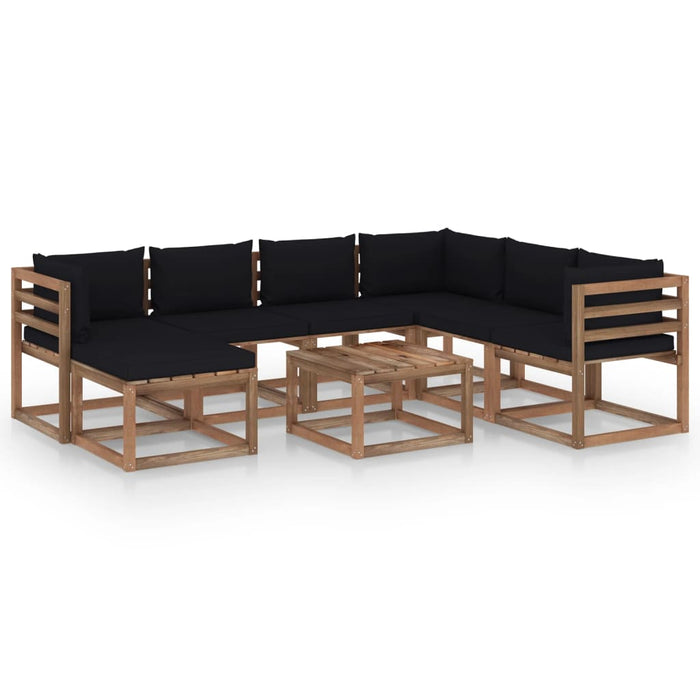 8-tlg. Garten-Lounge-Set mit Kissen Schwarz