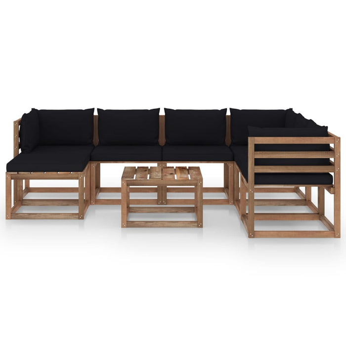 8-tlg. Garten-Lounge-Set mit Kissen Schwarz