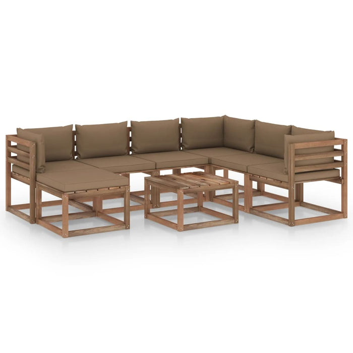 8-tlg. Garten-Lounge-Set mit Kissen Taupe