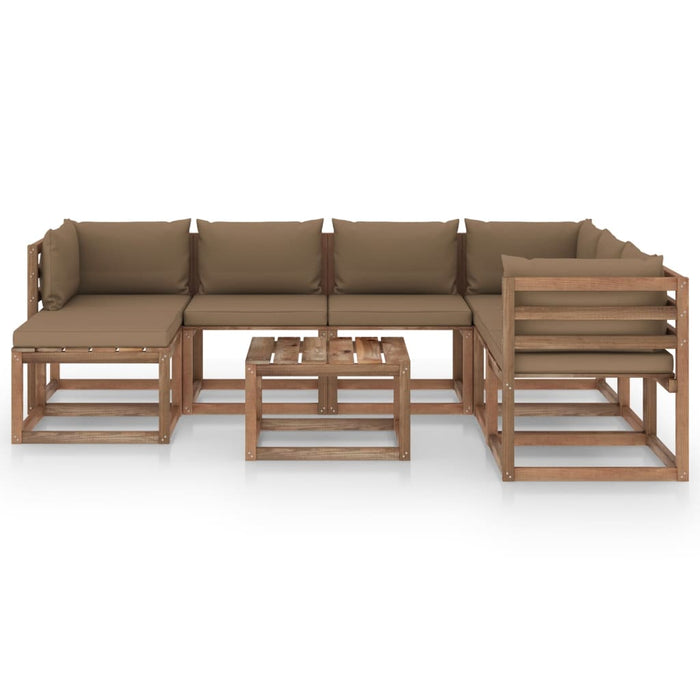 8-tlg. Garten-Lounge-Set mit Kissen Taupe