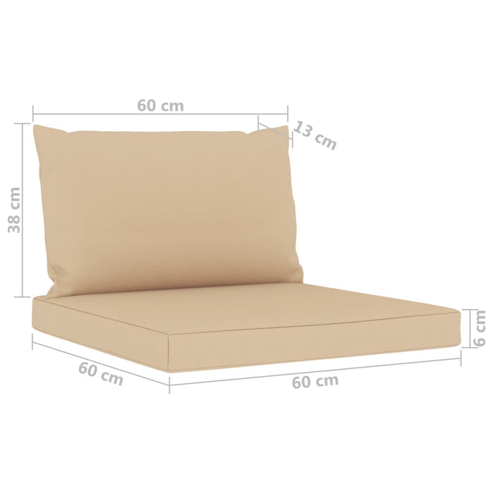 9-tlg. Garten-Lounge-Set mit Kissen Beige