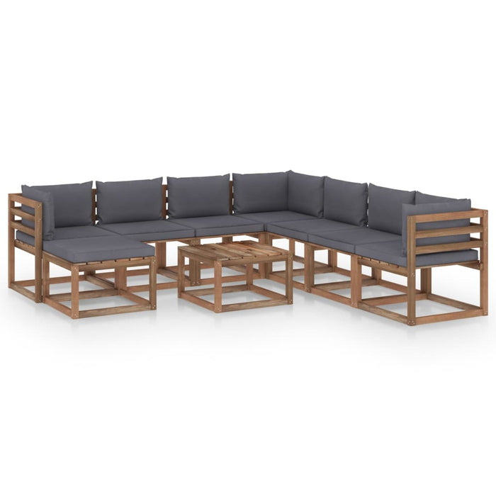9-tlg. Garten-Lounge-Set mit Kissen Anthrazit