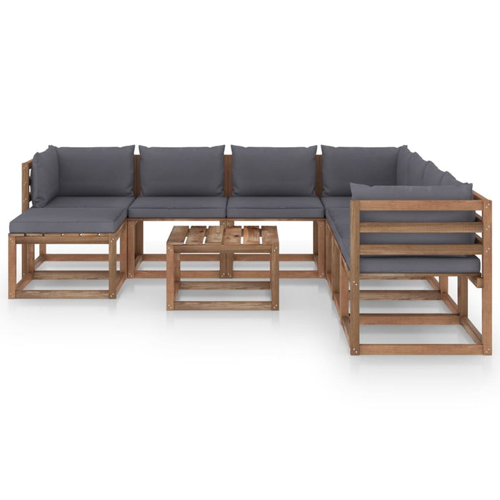 9-tlg. Garten-Lounge-Set mit Kissen Anthrazit