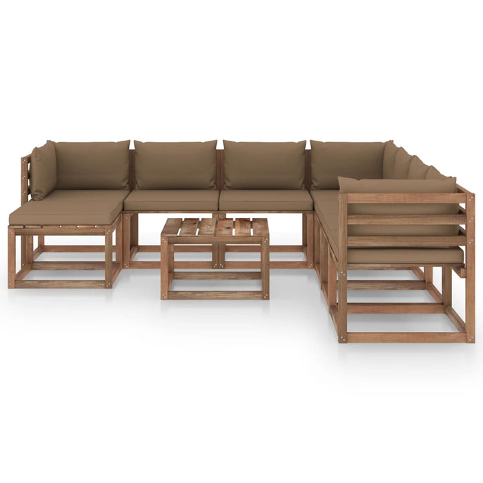 9-tlg. Garten-Lounge-Set mit Kissen Taupe