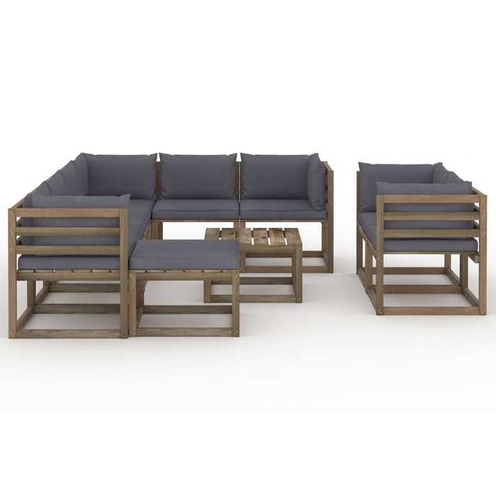 10 pcs. Garden lounge set with anthracite cushions