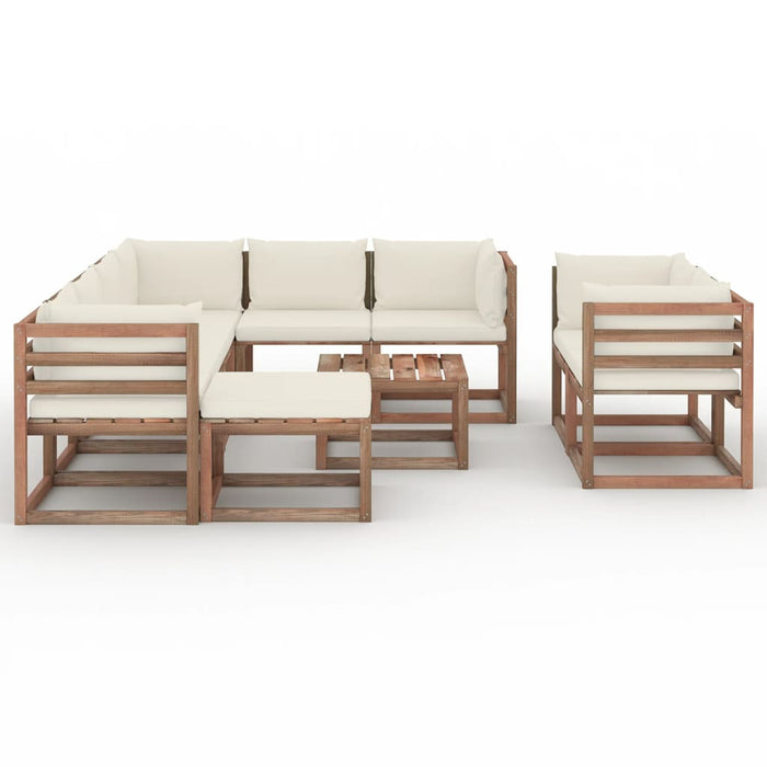 10-tlg. Garten-Lounge-Set mit Kissen Creme