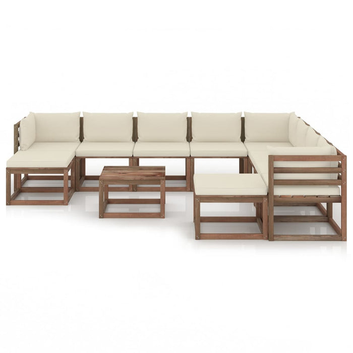 11-tlg. Garten-Lounge-Set mit Kissen Creme