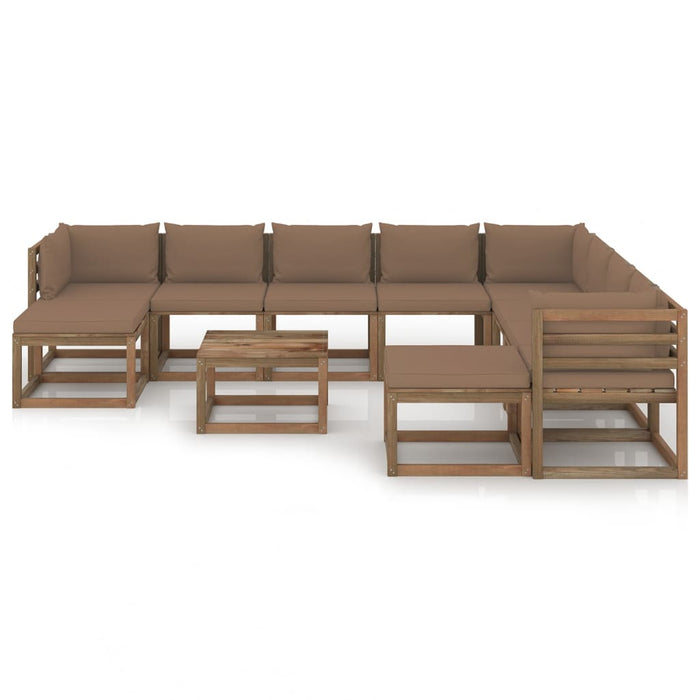 11-tlg. Garten-Lounge-Set mit Kissen Taupe