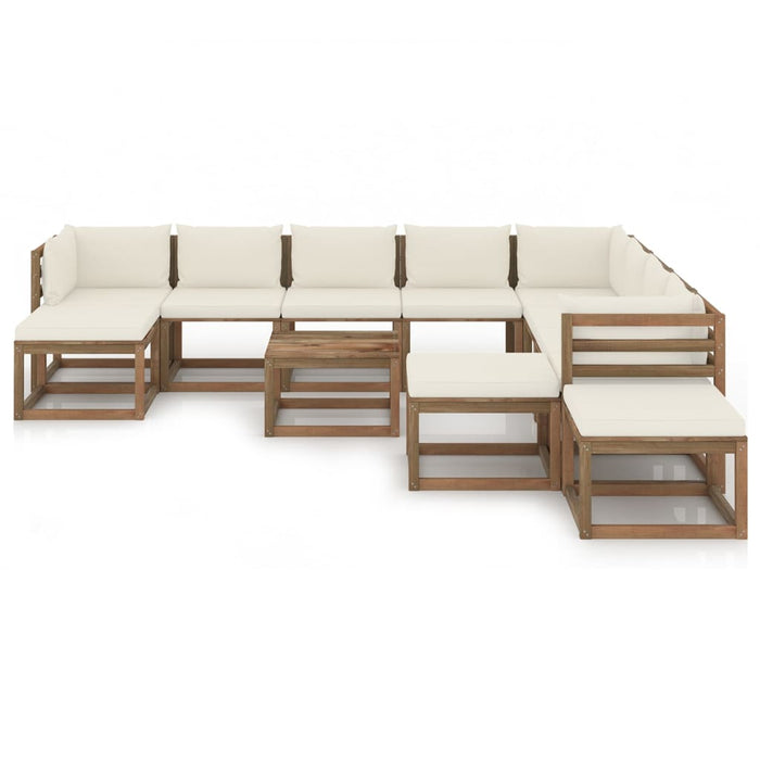 12-tlg. Garten-Lounge-Set mit Kissen Creme