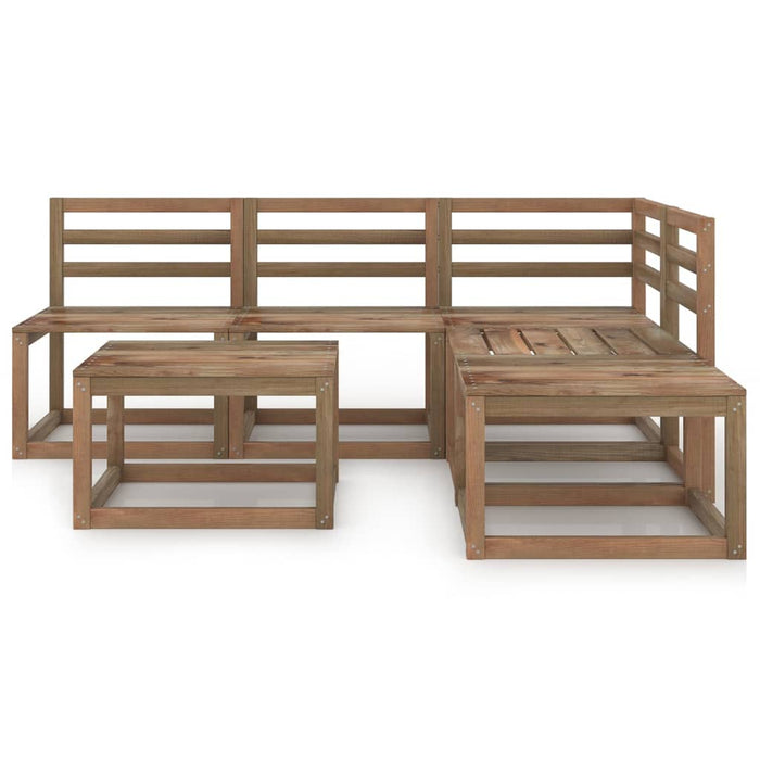 6-tlg. Garten-Lounge-Set Braun Imprägniertes Kiefernholz