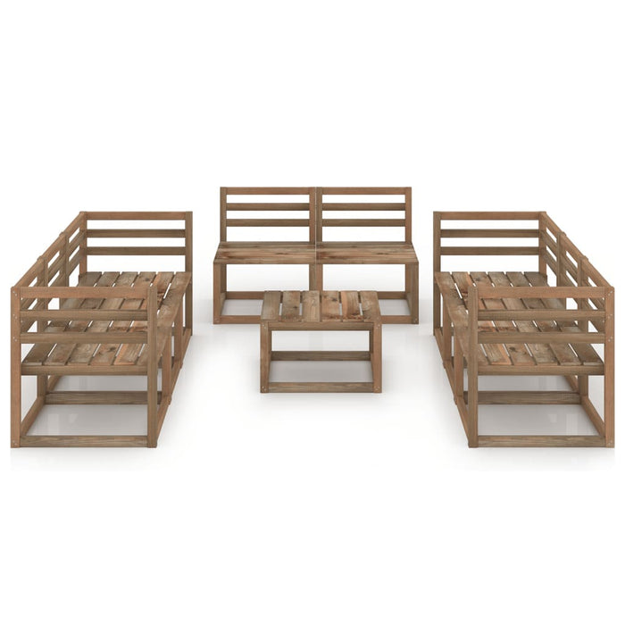 9-tlg. Garten-Lounge-Set Braun Imprägniertes Kiefernholz