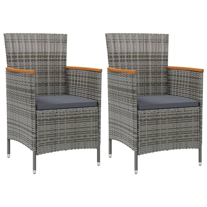 Garten-Essstühle 2 Stk. Poly Rattan Grau