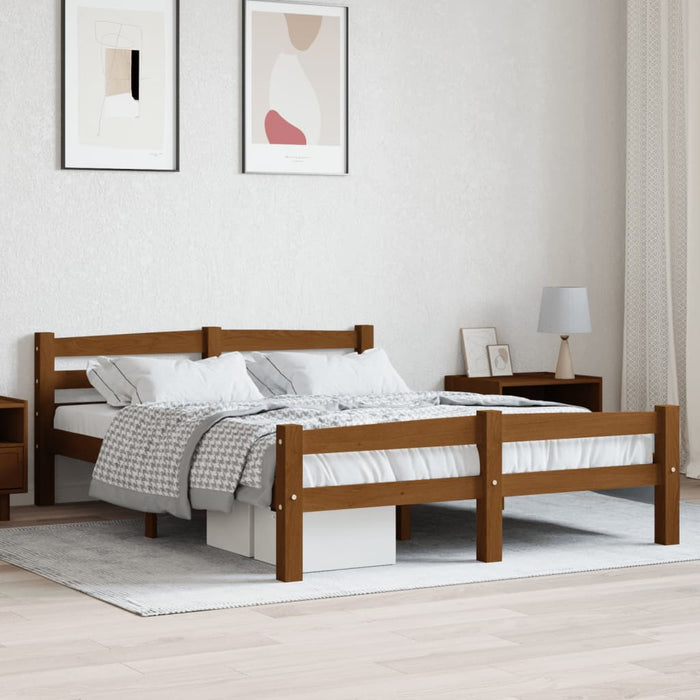 Solid wood bed honey brown pine 140x200 cm