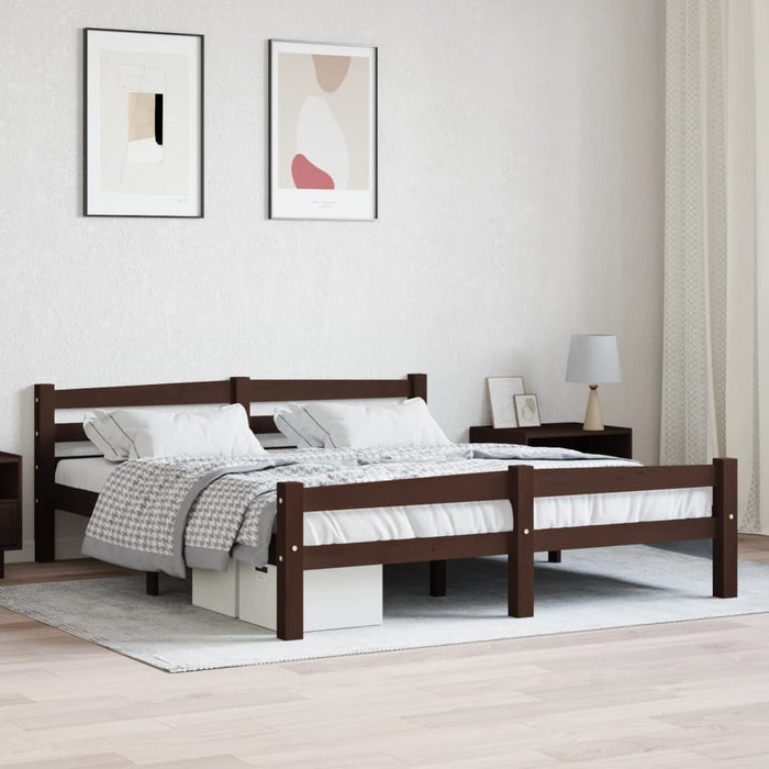 Massivholzbett Dunkelbraun Kiefer 160x200 cm