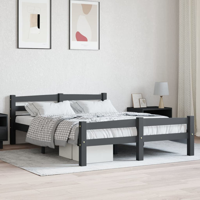 Solid wood bed dark gray pine 120x200 cm
