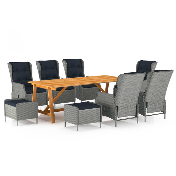 9-tlg. Garten-Essgruppe Hellgrau