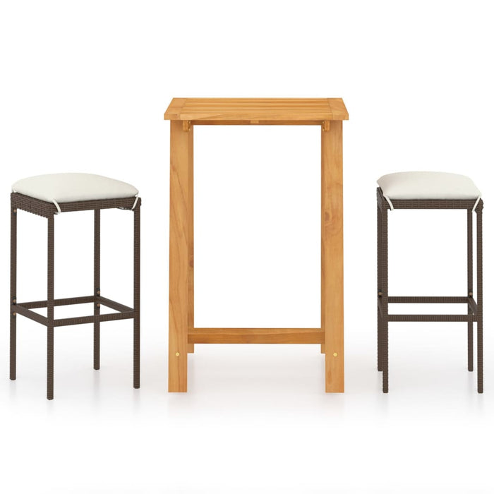 3-tlg. Gartenbar-Set mit Kissen Braun