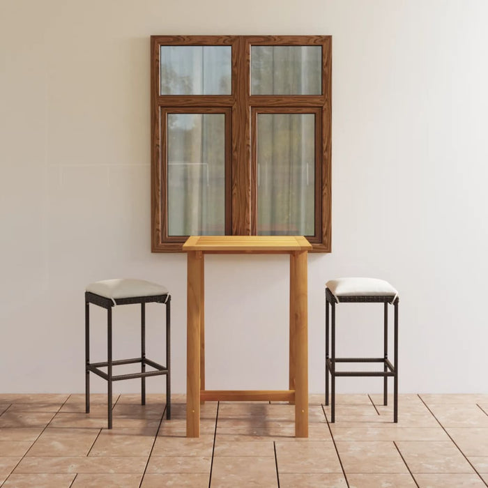 3-tlg. Gartenbar-Set mit Kissen Braun