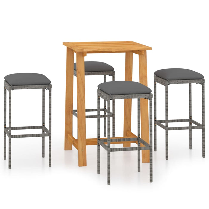 5-tlg. Gartenbar-Set mit Kissen Grau