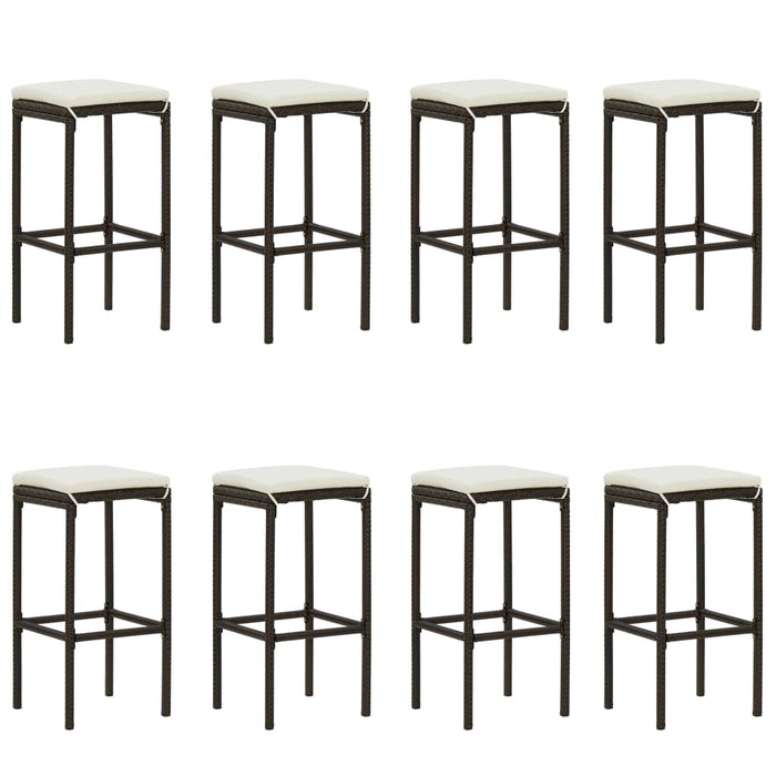 9-tlg. Gartenbar-Set mit Kissen Braun