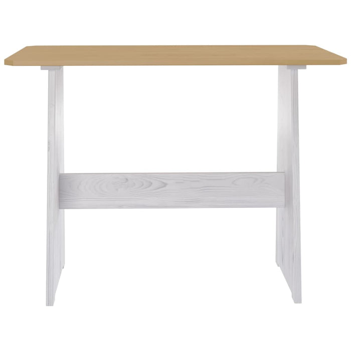 Dining table with bench honey brown and white solid pine wood