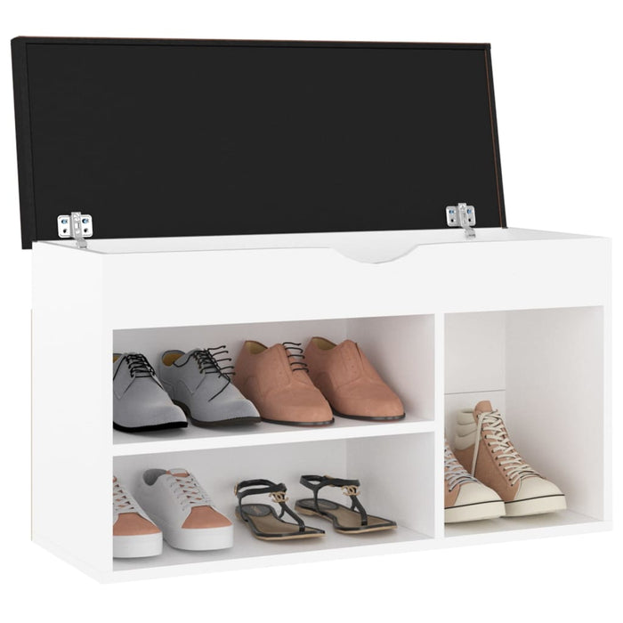Schuhbank mit Kissen Weiß 80x30x47 cm Holzwerkstoff
