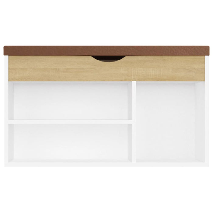 Schuhbank mit Kissen Weiß Sonoma-Eiche 80x30x47cm Holzwerkstoff