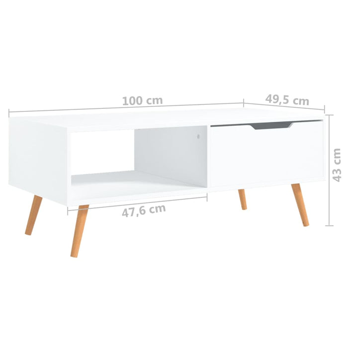 Coffee table white 100x49.5x43 cm made of wood