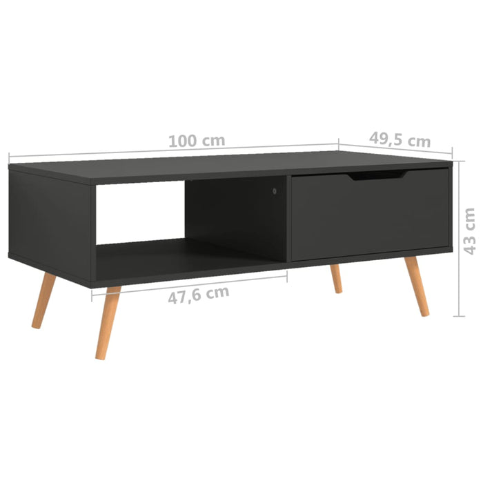Coffee table gray 100x49.5x43 cm made of wood