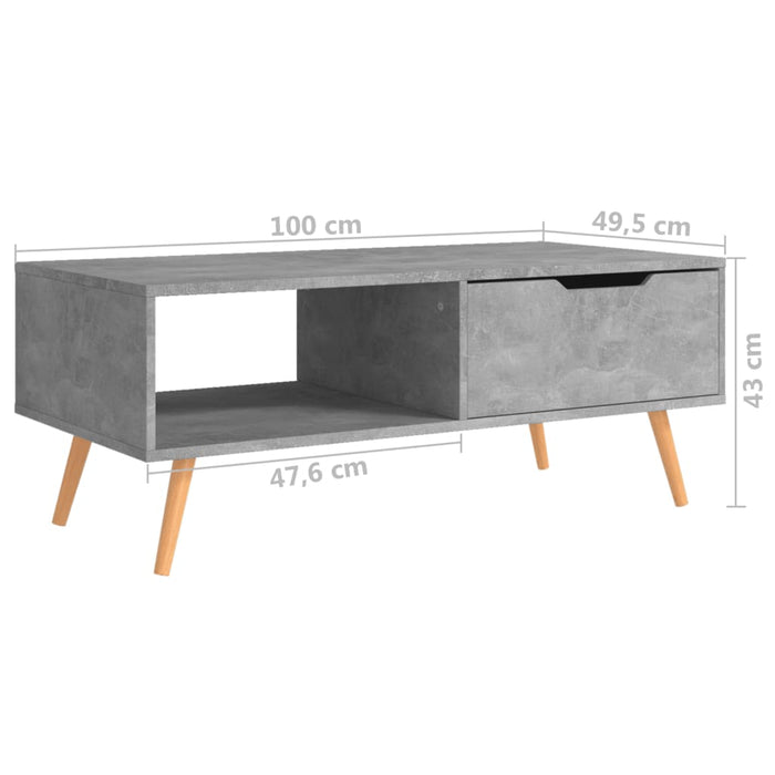Coffee table concrete gray 100x49.5x43 cm made of wood