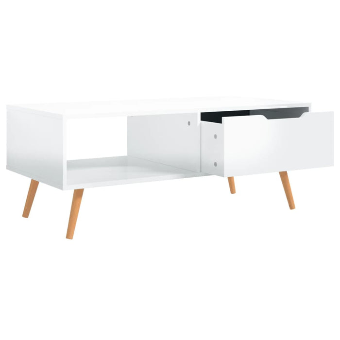 Coffee table high-gloss white 100x49.5x43 cm made of wood