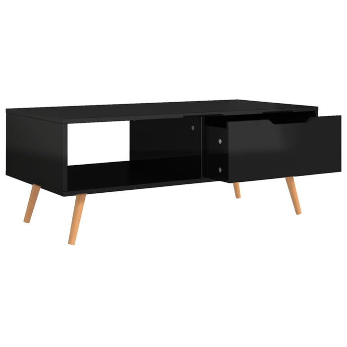Coffee table high-gloss black 100x49.5x43 cm made of wood